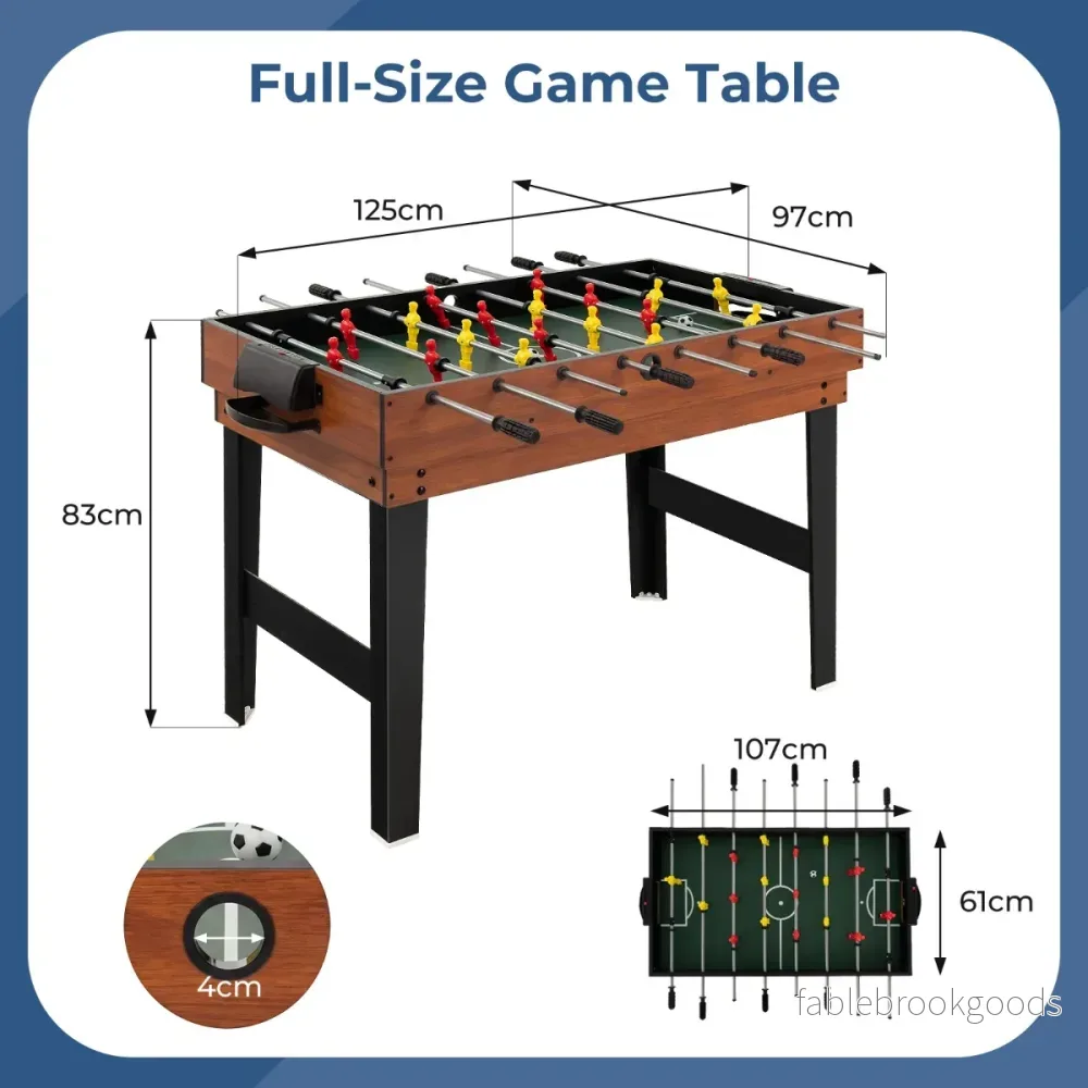 i – flerfunktionsspelbord med fotbollsspel, biljard, airhockey och bordtennis, arkadspelsats, brunt – 4 1 – Brun + svart - Bild 2
