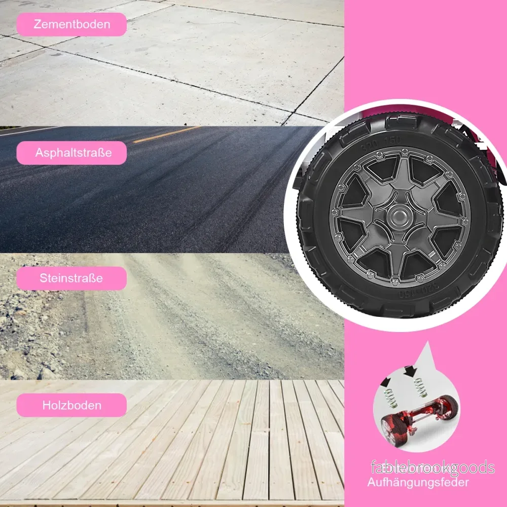sits – batteridrivet elfordon Barnfordon – 2 123 x 80 x 80 cm – Rosa - Bild 3