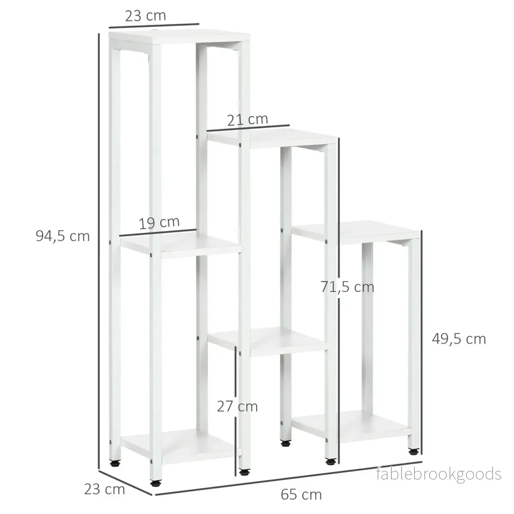7-vånings växtställ, inomhus/utomhus, vitt stål, 65x23x94,5 cm - Bild 3
