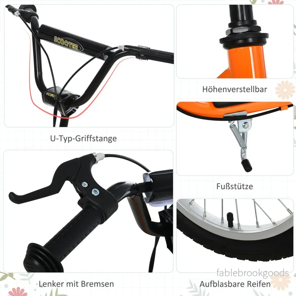 Cityscooter för barn, luftdäck, orange, 16/12 tum - Bild 3