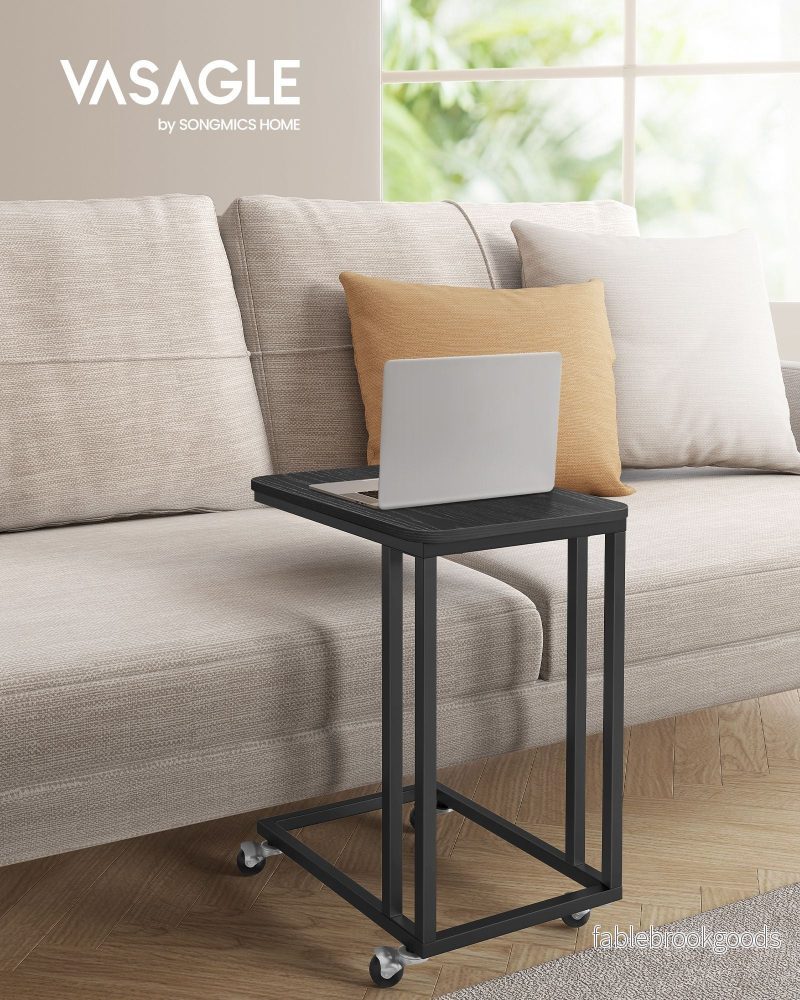Sidobord – C-form – på hjul – svart - Bild 2
