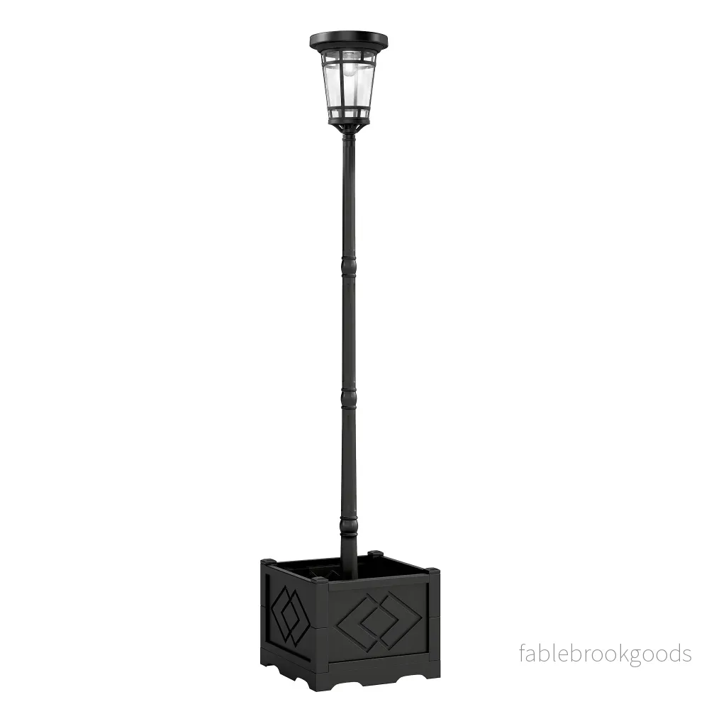 Solcellslykta för trädgården med kruka, 195 cm, dubbel ljusstyrka