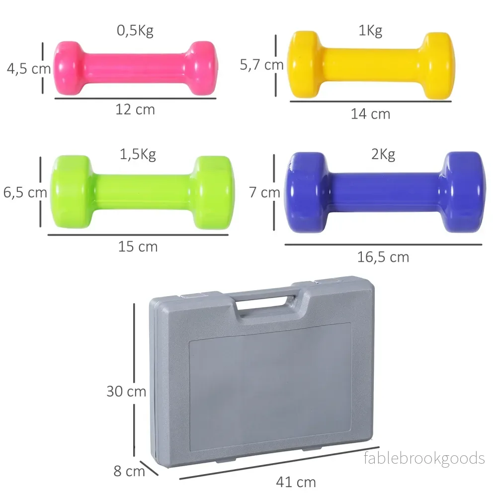 Portabelt hantelset med fodral, 4 par, 1-2 kg - Bild 3
