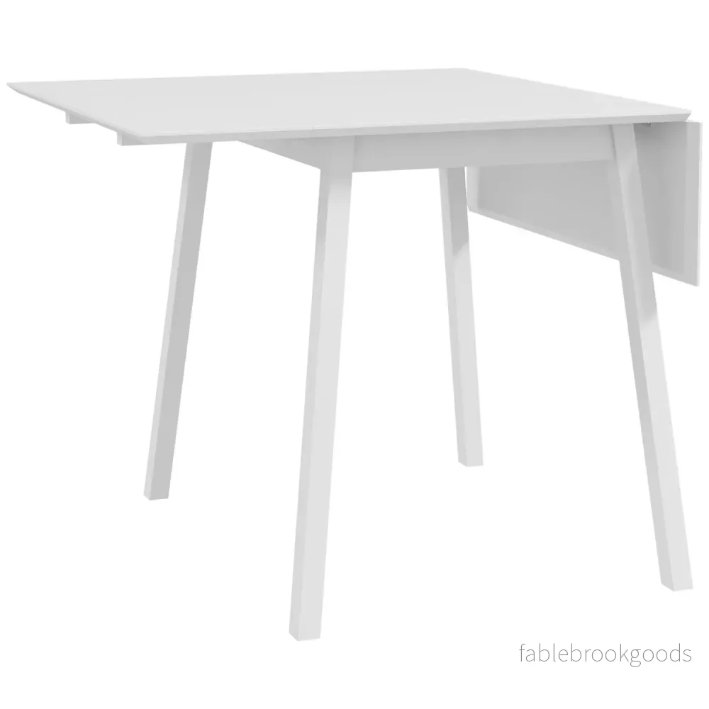 Träfällbart matbord, stolar 2-4, platsbesparande, vit