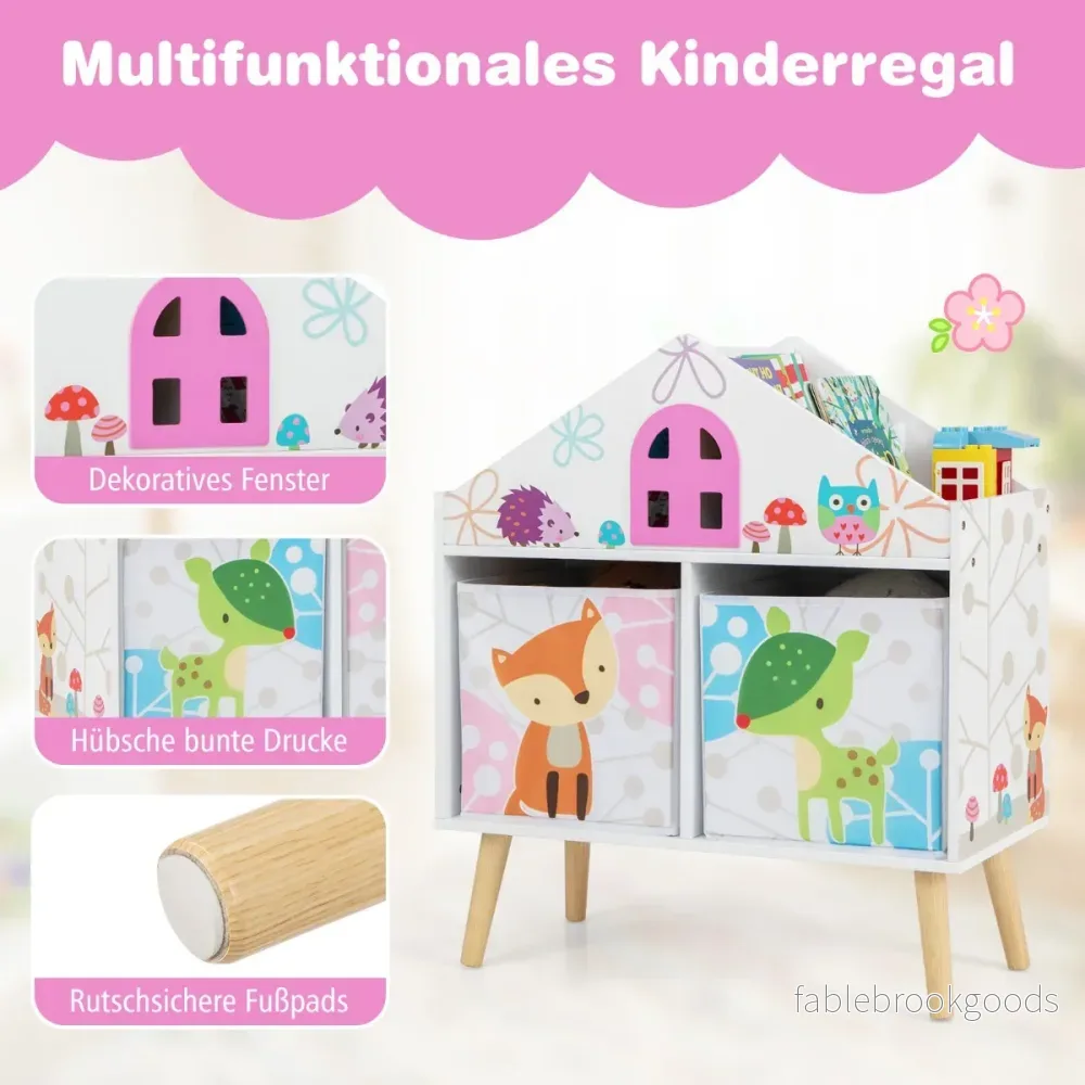 Barnhusformad – bokhylla Dollhouse i trä med förvaringslådor – 2 62 x 30 x 72 cm – Färgglad - Bild 3