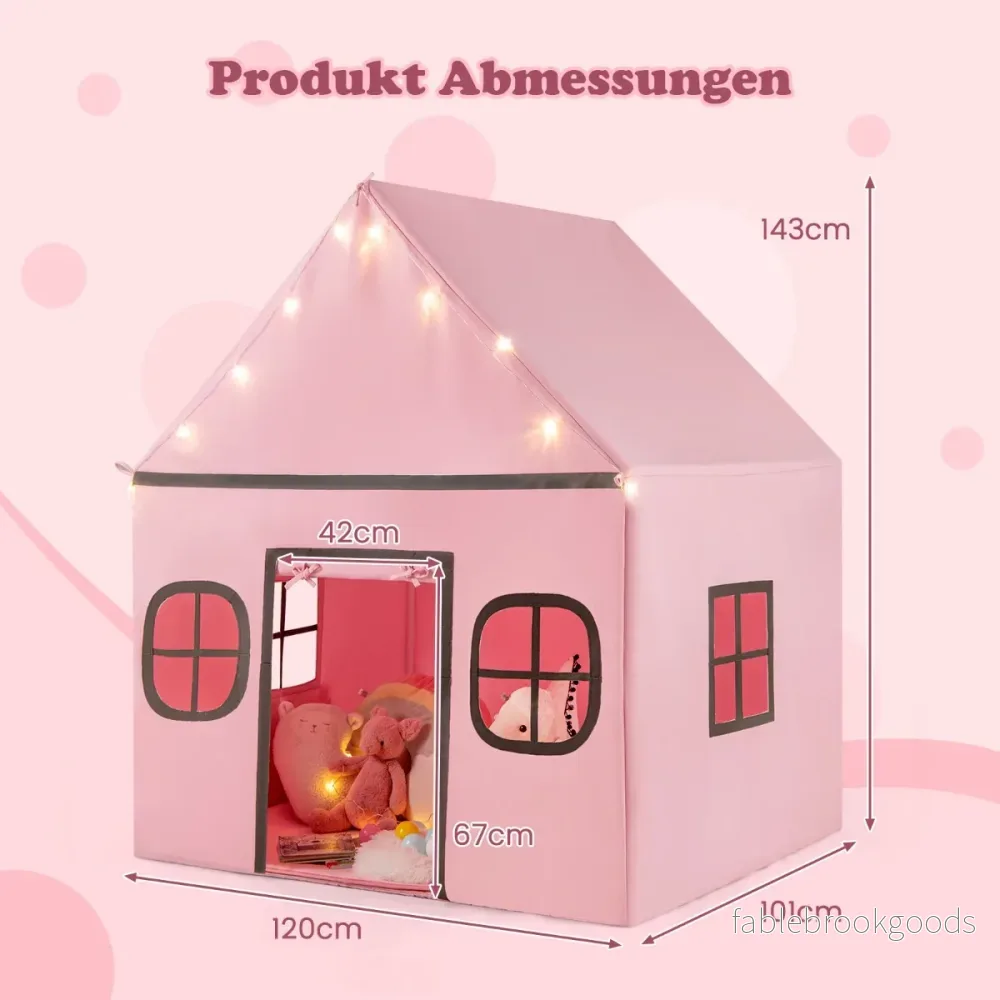 Lekhus – Barn Inomhus med Stjärnljus och Polstrad Matta + – Rosa och svart - Bild 2