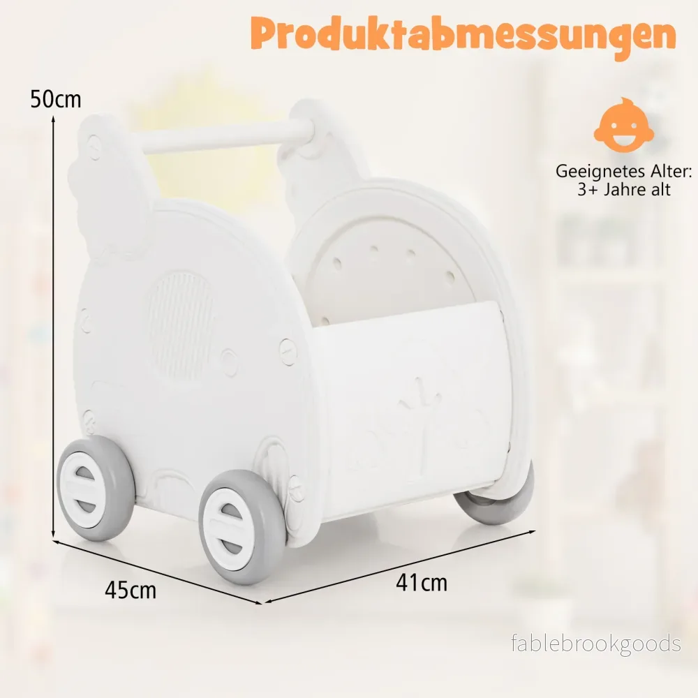 Baby – gåvagn hjälpmedel skjutleksak hjuls barnvagn i elefantform – 4 – Vit - Bild 2