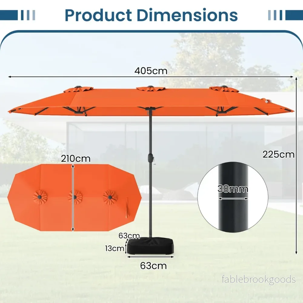 Dubbelsolskydd – Med Stativ och LED Lampor UPF 50+ Trädgårdssolskydd – Orange - Bild 2