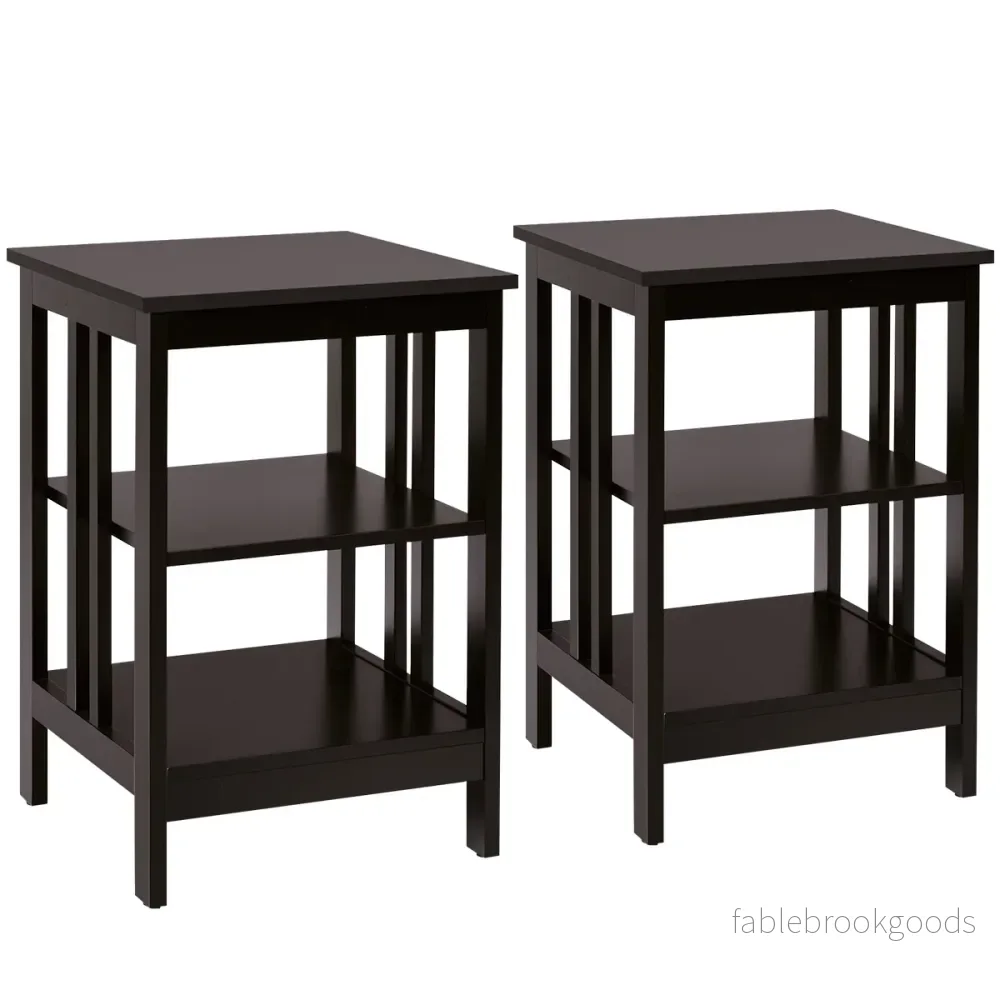 Sängbord – våningar set med sidobord Nattduksbord soffbord för sovrum – 3 2 40 x 40 x 61 cm – Kaffe