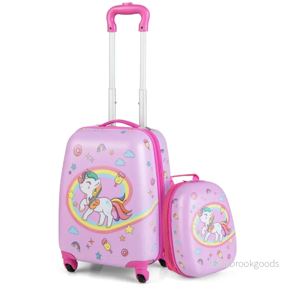 Barnresväska – Rolling Hard Shell delad handbagageset med spinnerhjul – 2 – Rosa - Bild 2