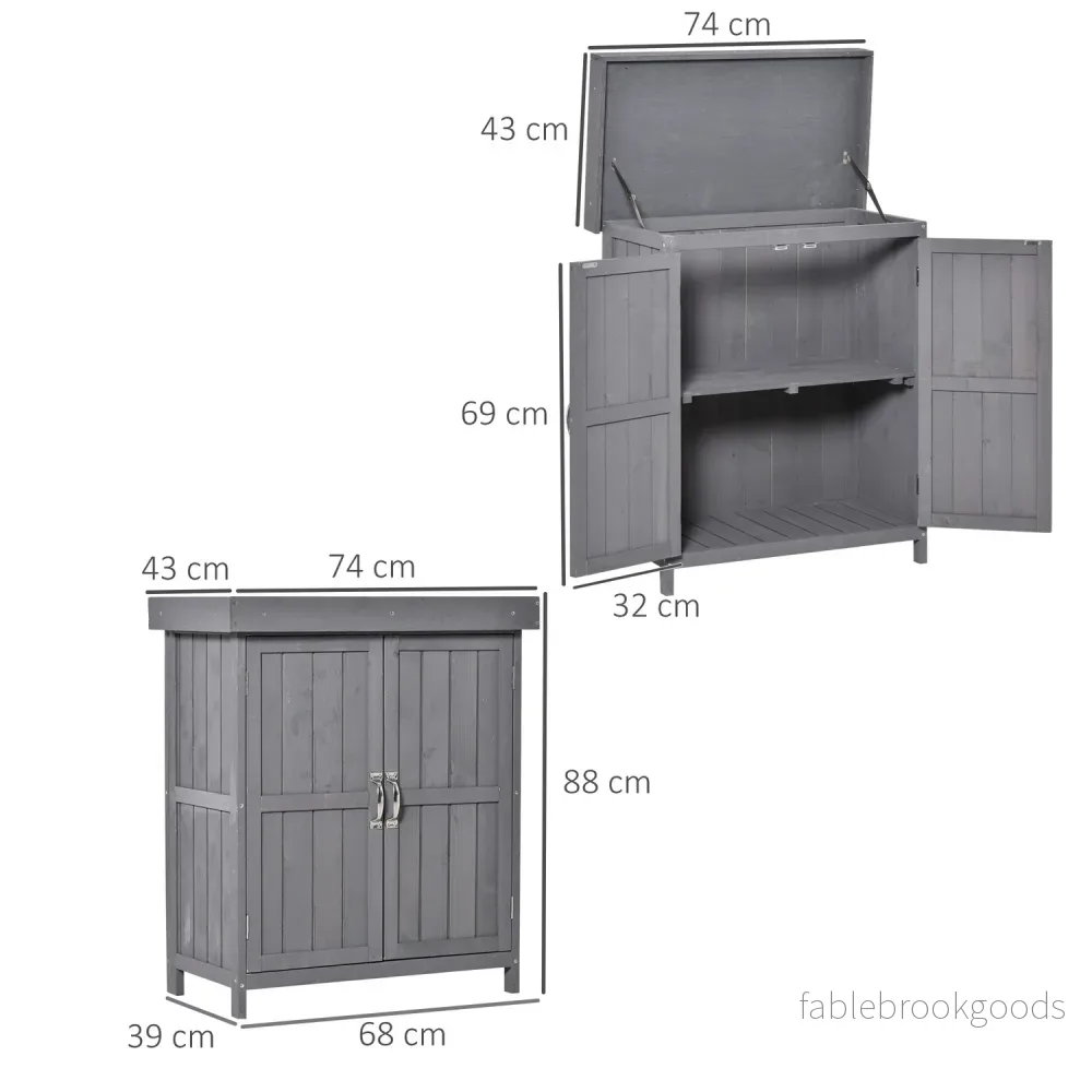 Väderbeständig Gran Wood Trädgårdsskåp, Dubbeldörr, Grå - Bild 3