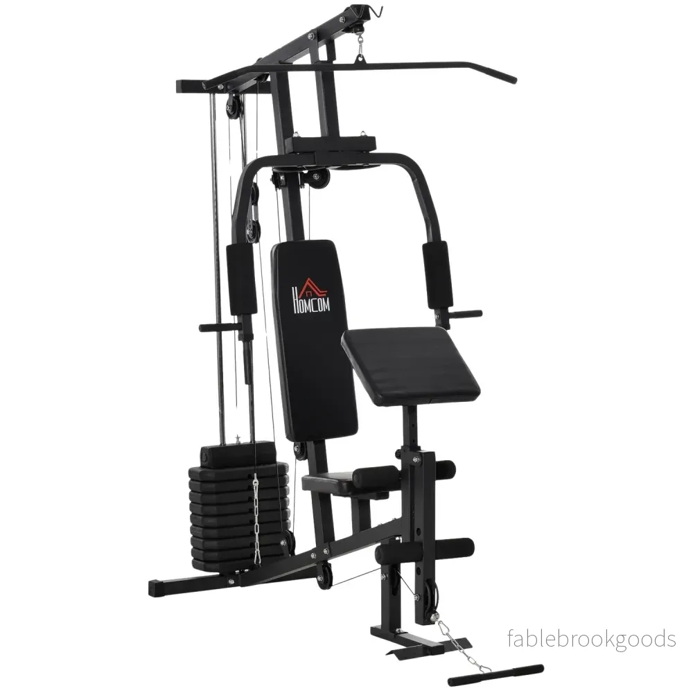 Multi-Gym Fitness Station med vikter och stoppning, svart