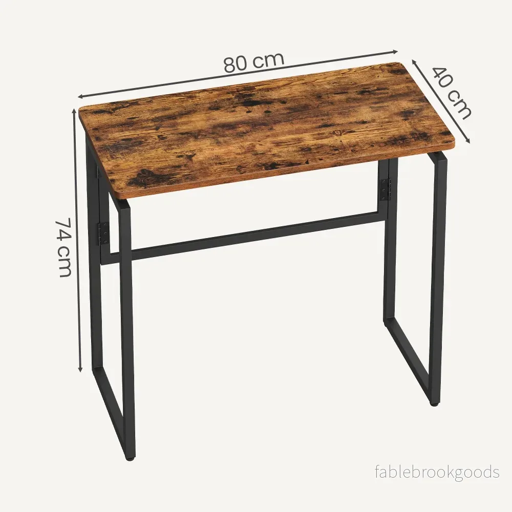 Opklapbaar Bureau - 80 x 40 cm - Afgeronde Hoeken - Ruimtebesparend - Bruin - Bild 3