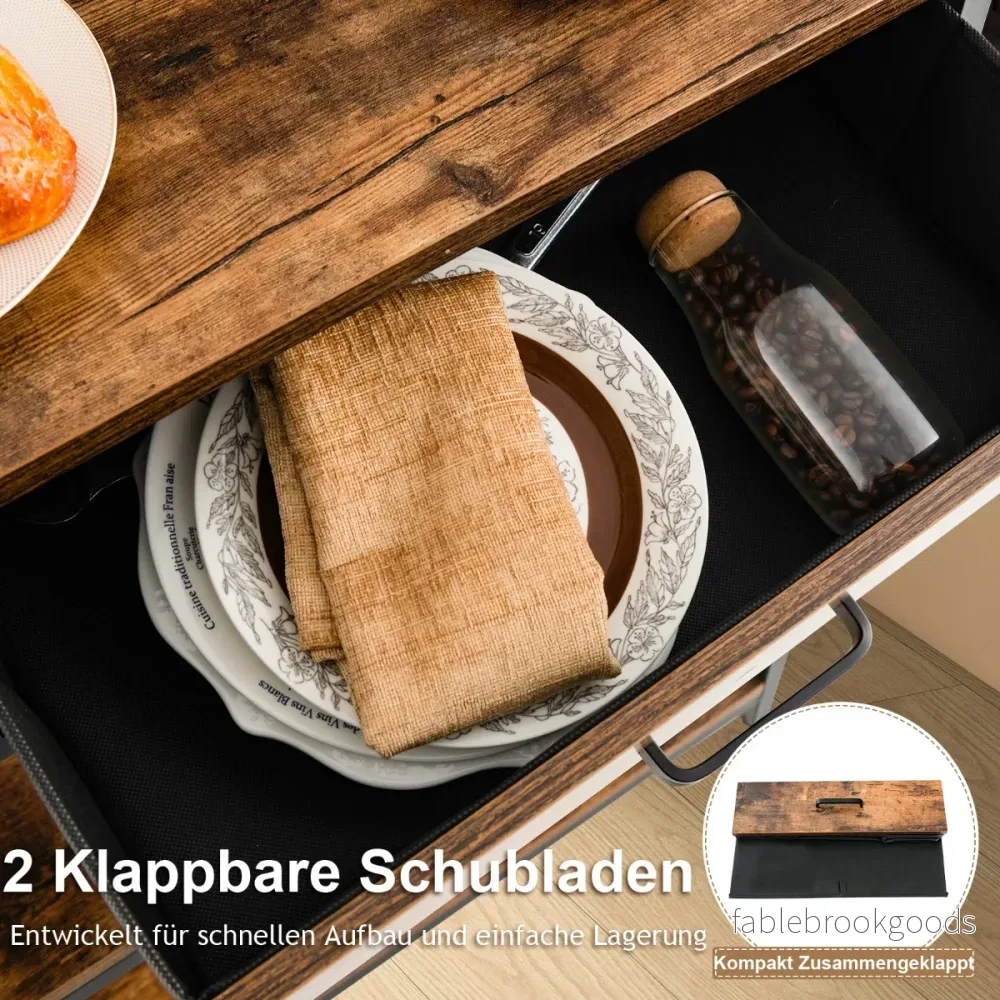 Konsolbord – med tyglådor våningar Sidobord – 2 3 100 cm – Rustik brun - Bild 3