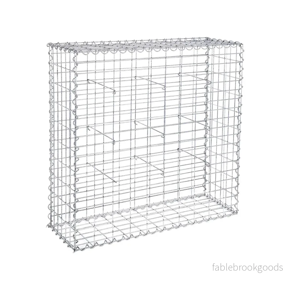 Gabion – Stenbänk eller vägg – Galvaniserat stål – Silver