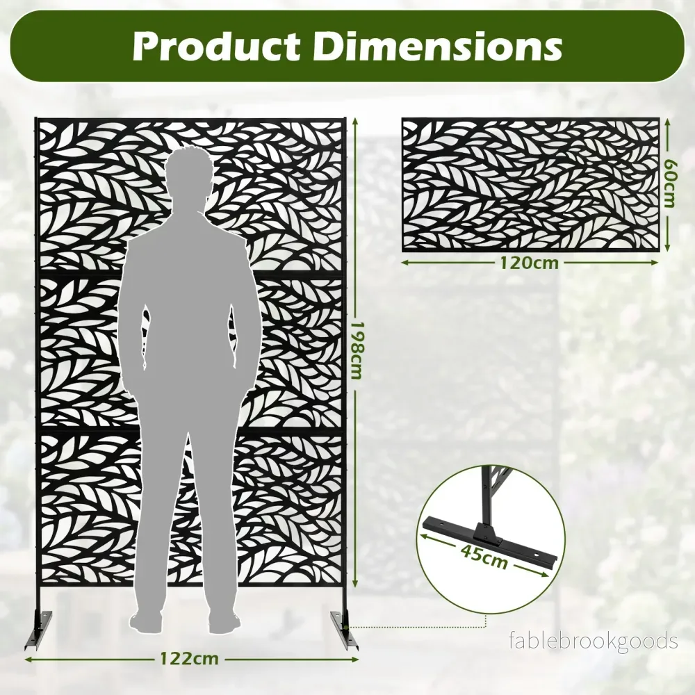 Sichtschutz – Garten Freistehender Raumteiler aus Verzinktem Stahl Schwarz – 122 x 198 cm - Bild 2