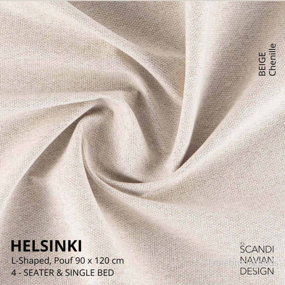 Helsinki L-shaped sofa/single bed, Chenille, Beige removable & washable - Bild 3