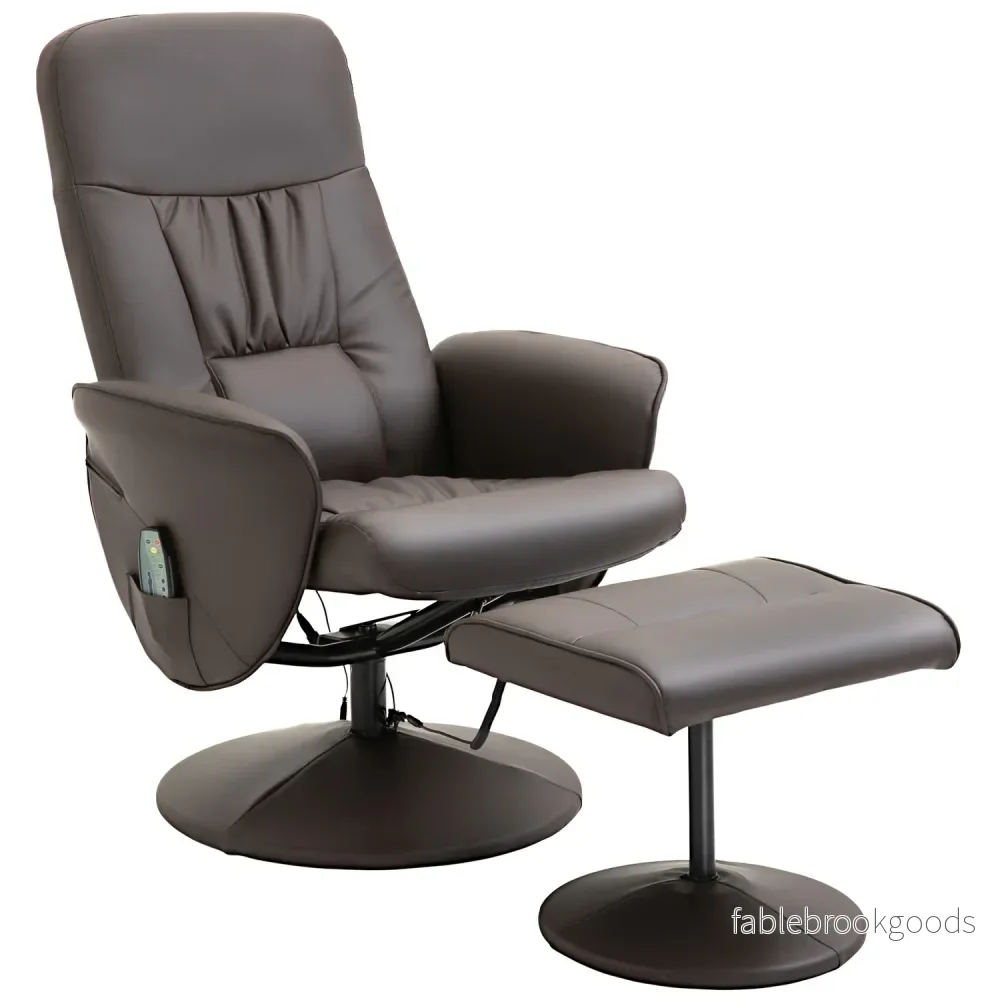 Liggstol med fotpall, konstläder, massage功能