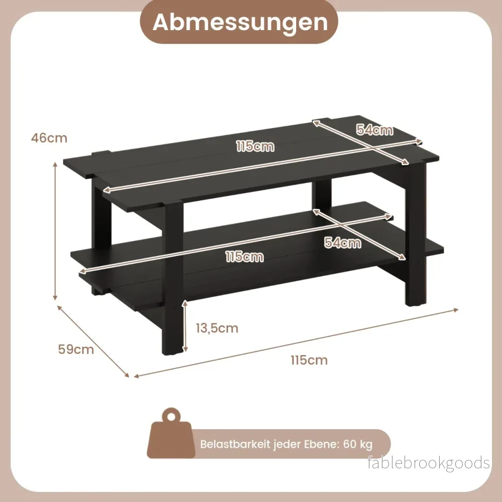 stegs – soffbord med förvaring, kaffebord, rektangulärt sidobord, accentbord – 2 – Svart - Bild 2
