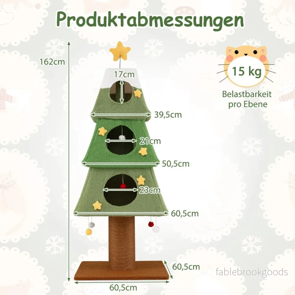 Stor – julklappskratzbaum för inomhuskatter Söt kattklätterträd – 162 cm – Grön - Bild 2