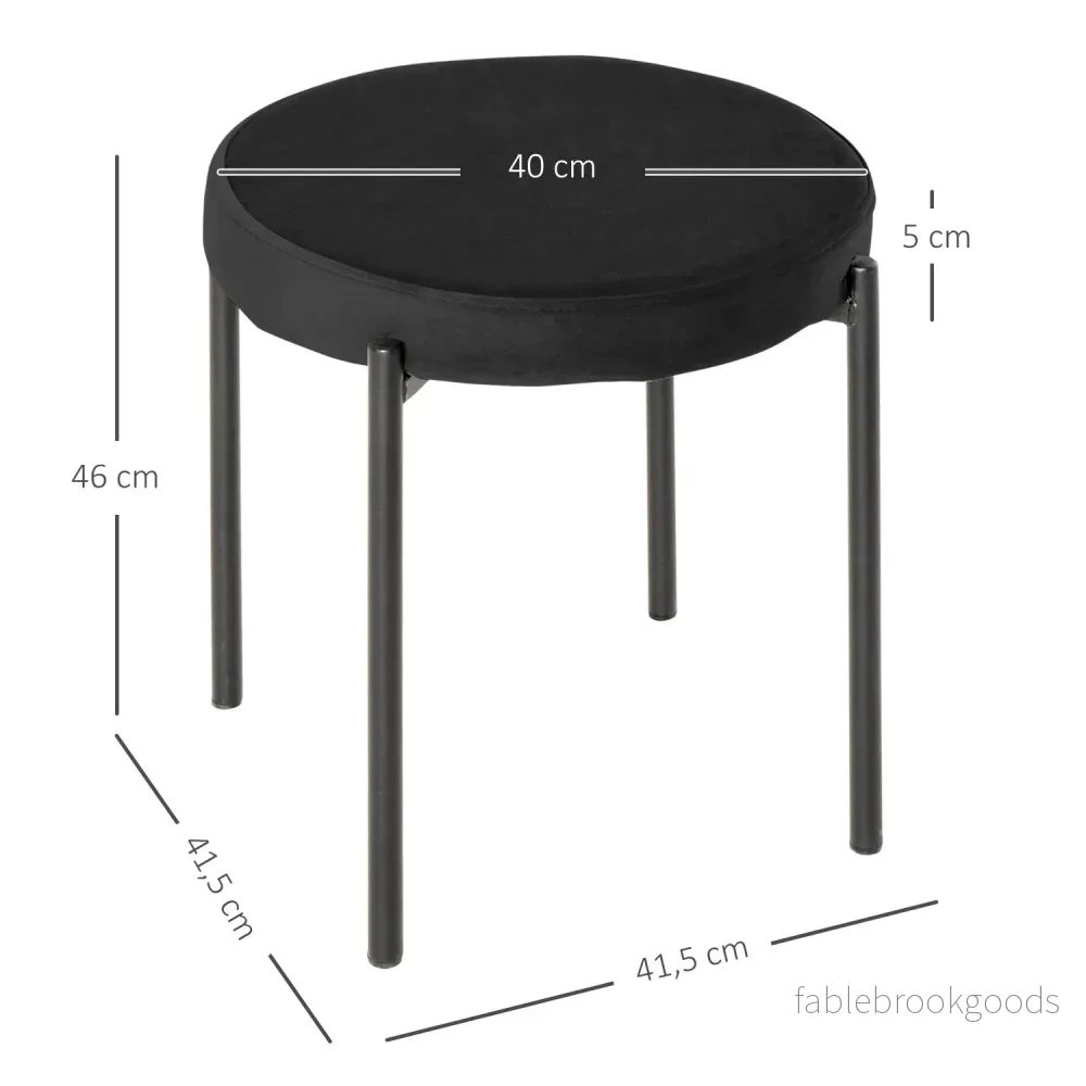 Set med 4 st stapelbara bänkpallar i sammet, svart, vadderad sits - Bild 3