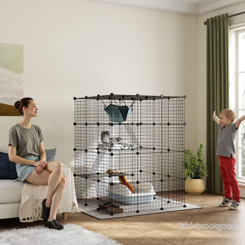 Gör-det-själv kattbur med aktivitetscenter, 4 nivåer, 5 dörrar - Bild 2
