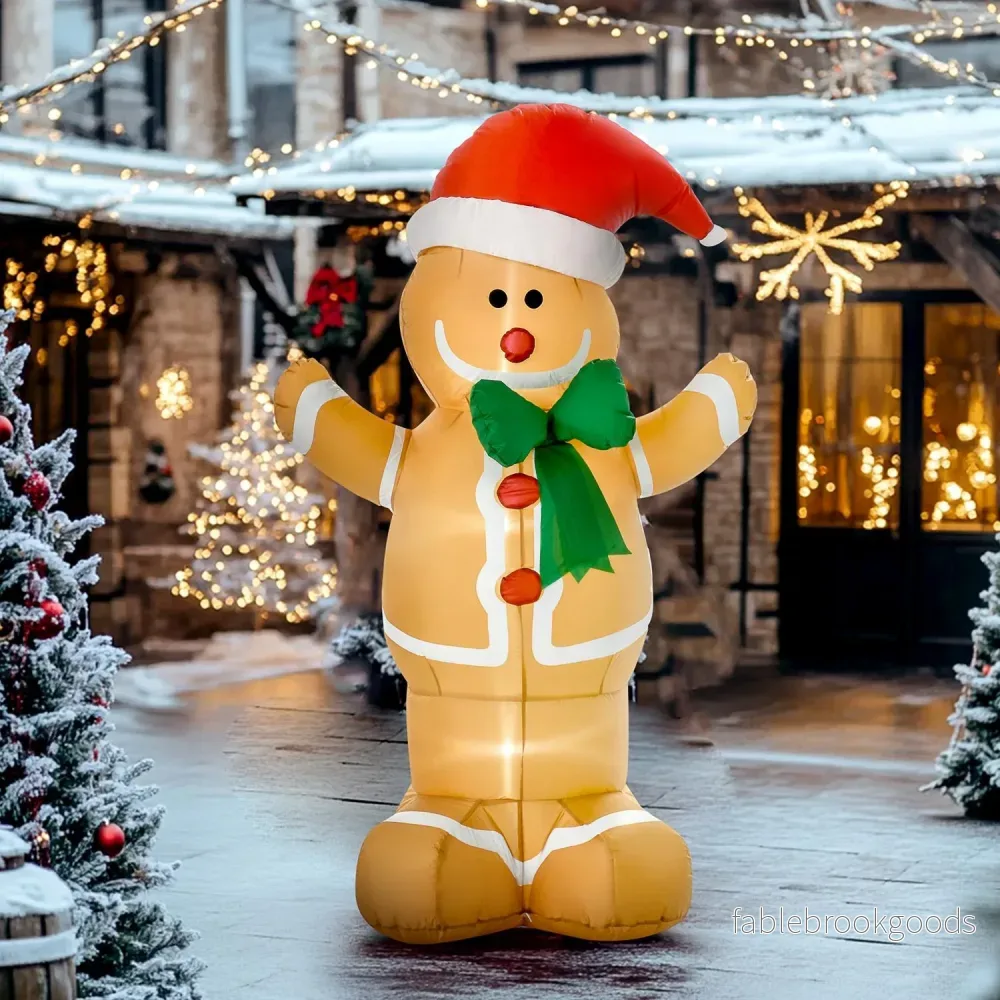 Uppblåsbar pepparkaksgubbe med LED-lampor, 183 cm utomhusdekor - Bild 2