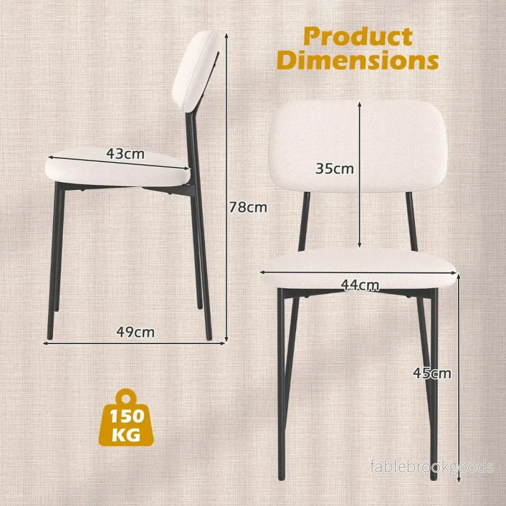 Modert – Matsalsstol Set del Köksstol från Linneväv med Metallben Sitt – 4 – Beige - Bild 2