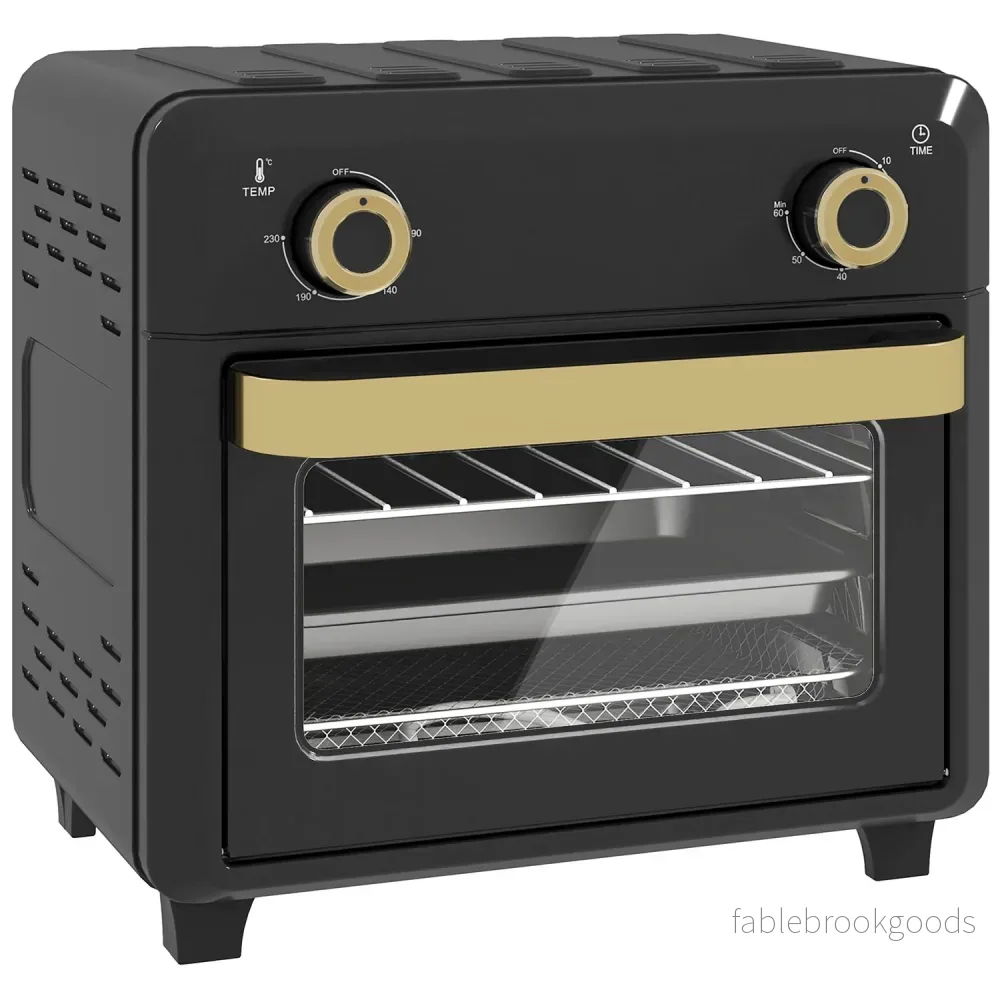 Miniugn med varmluft, airfryer, timer, 10L, svart