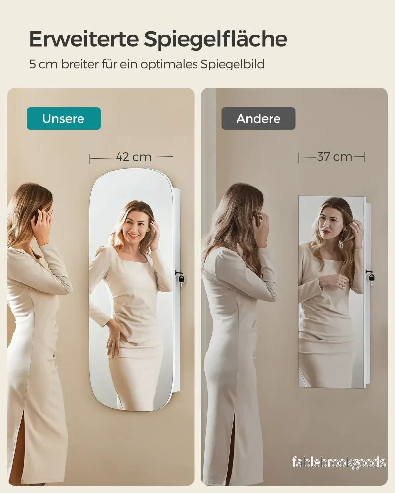 Väggskåp – med spegelyta – greige och vit - Bild 2