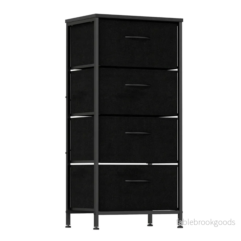 Byrå – med lådor Lådskåp träskiva Sideboard robust metallram – 4 – Svart