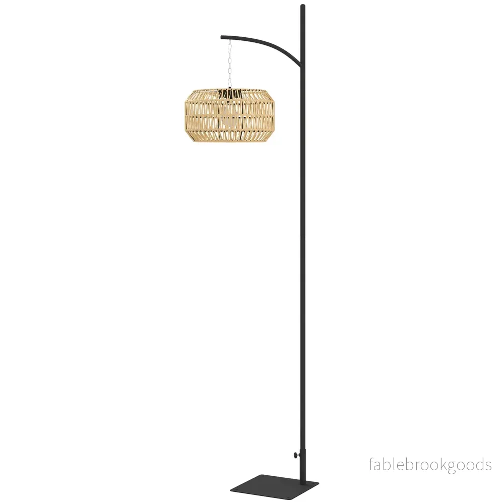 Boho Style Rattan Solar Golvlampa, IP44 Vattentät