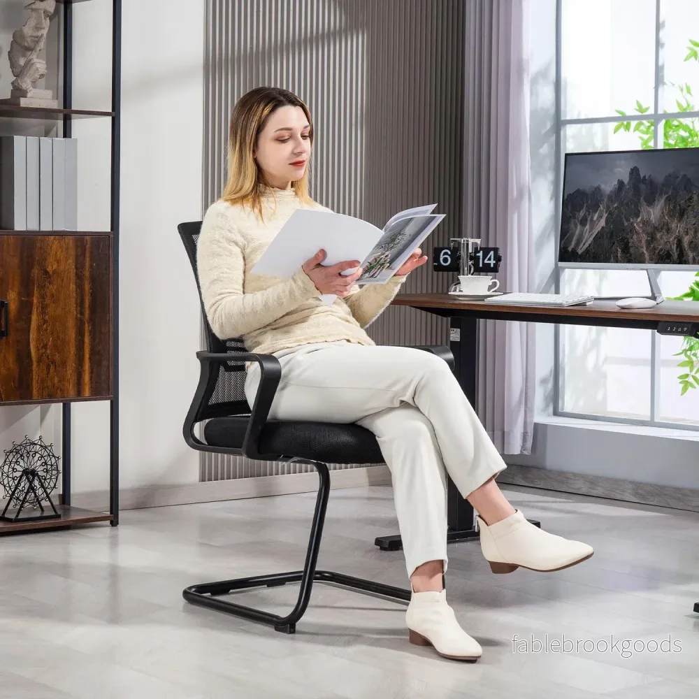 Ergonomisk nätstol, skum, metallben, svart - Bild 2