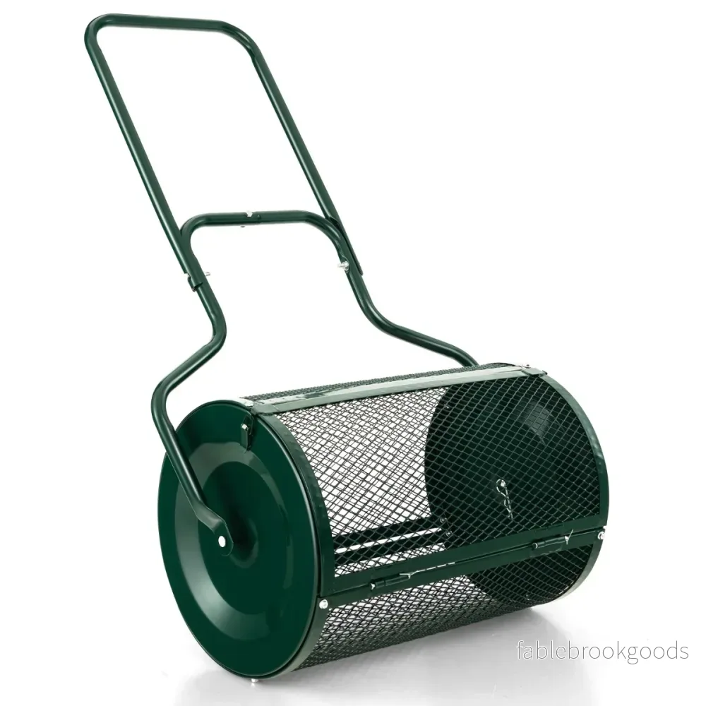 Bred – kompostspridare med förbättrade sidospärrar och U format handtag grönt – 68 cm – Grön - Bild 3