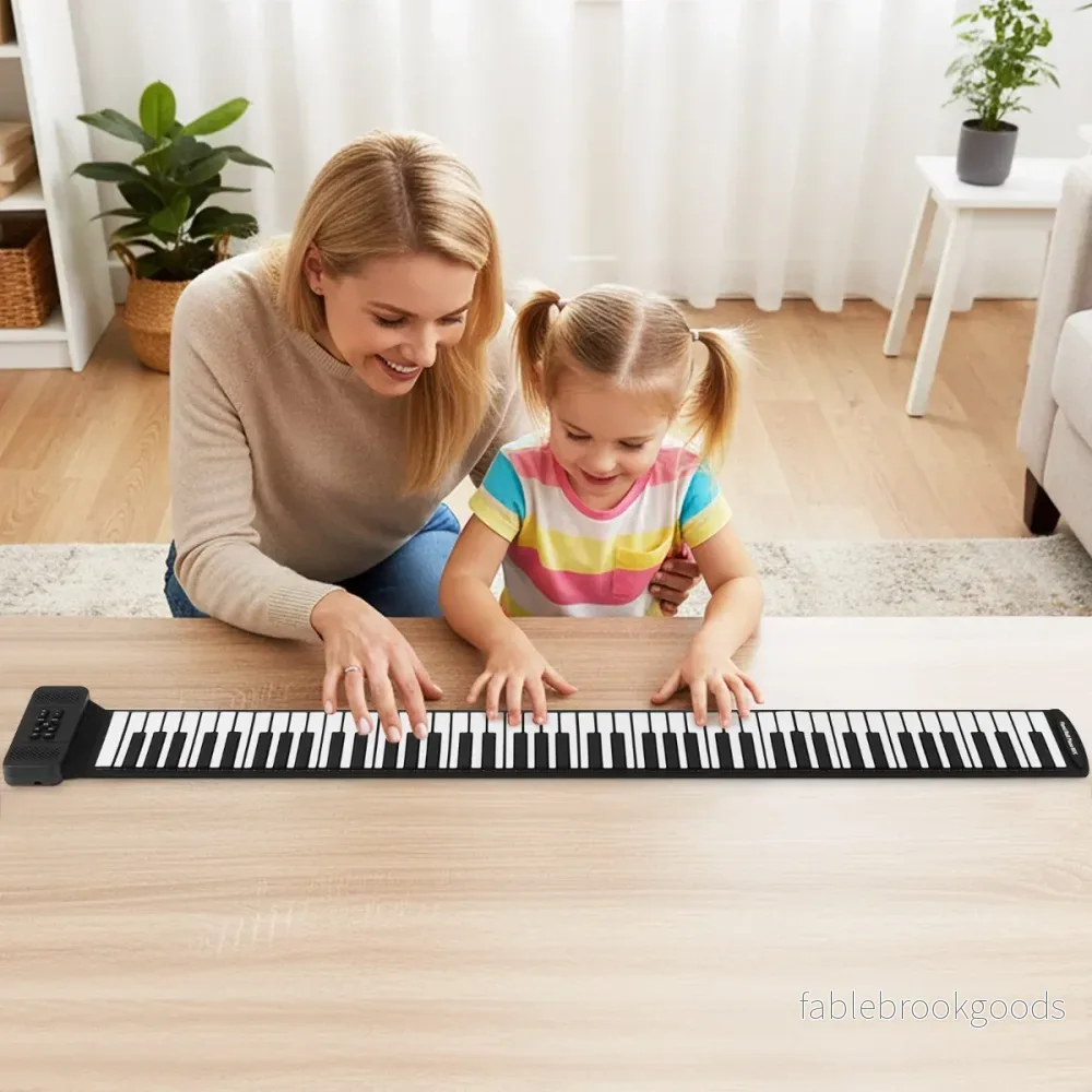 tangenter – Roll Up Piano hopfällbart med rytmer, toner och demos + vitt – 88 128 128 14 – Svart och vit - Bild 3