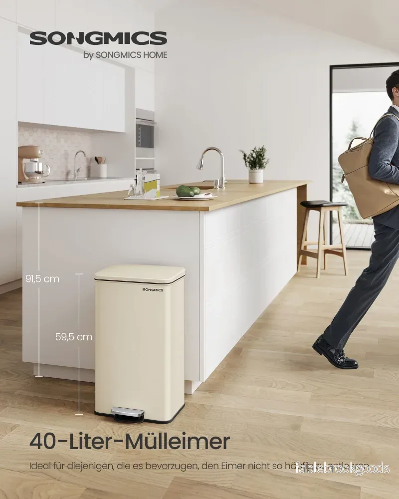 Kökssoptunna – Med lock – 40 liter – Sandbeige - Bild 2
