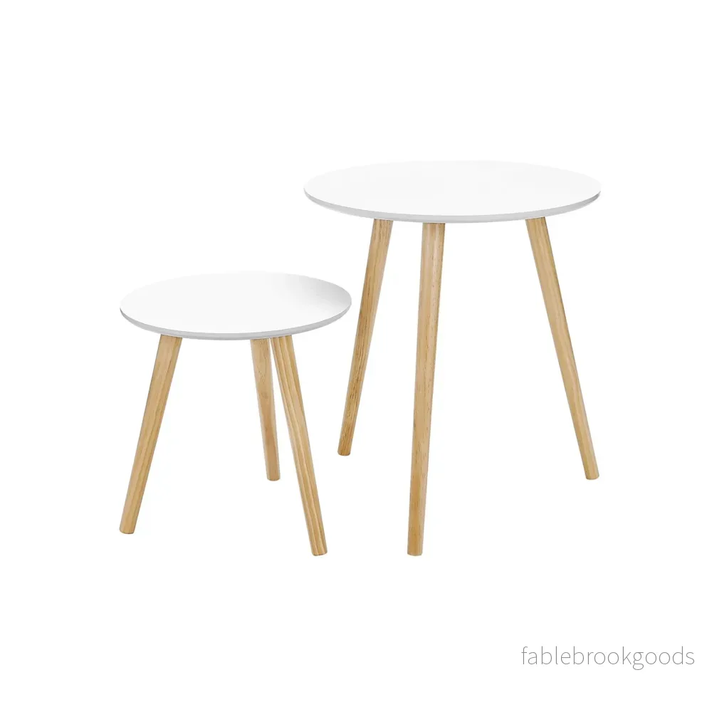 Sidobord – Set om 2 – Runda – Vita Sidobord – Set om 2 – Runda – Vita