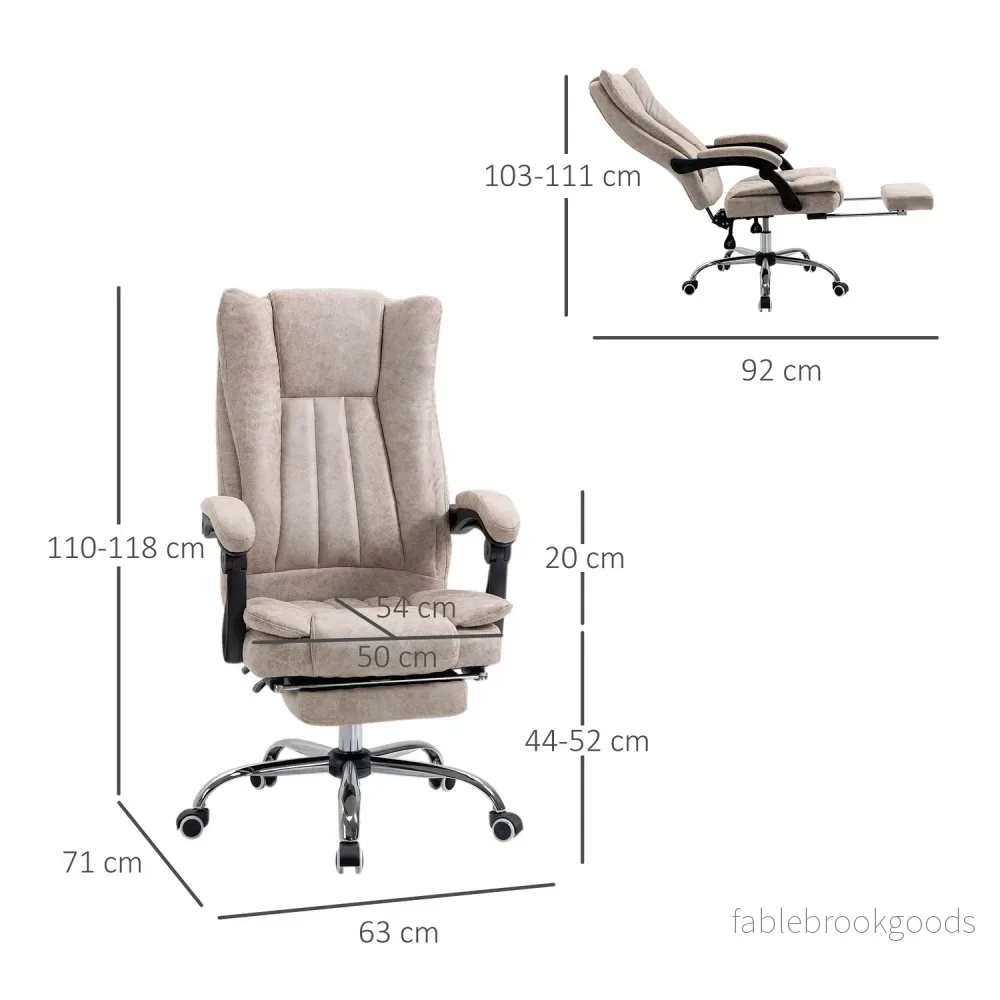Liggande kontorsstol, mikrofiber, justerbar höjd, beige - Bild 3