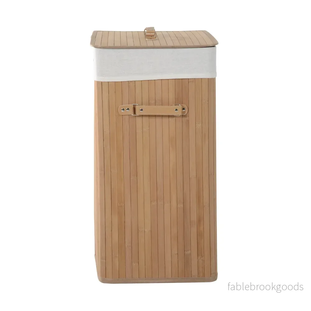 Tvättkorg med lock, bambu ram, 100L kapacitet - Bild 3