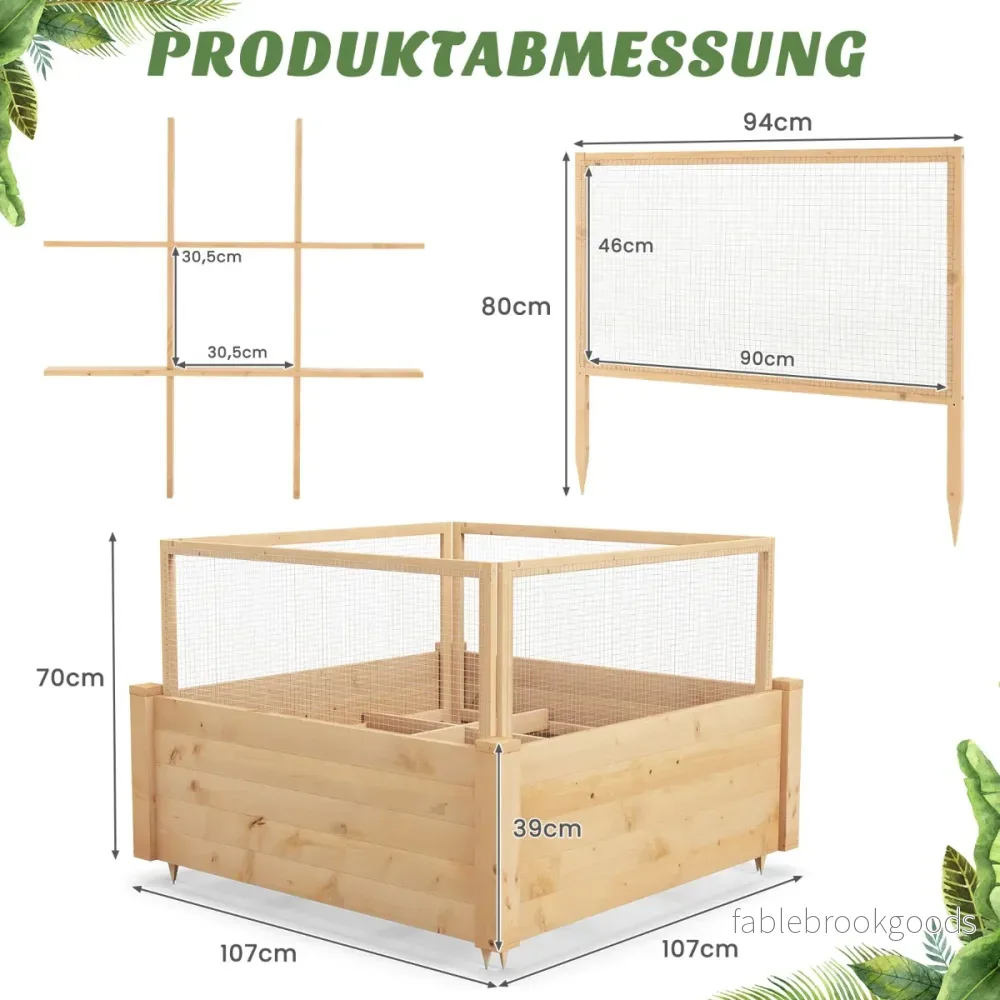 Upphöjd – bädd med staket Träkruka sidigt och växtgaller – 4 107 x 107 x 70 cm – Natur - Bild 2