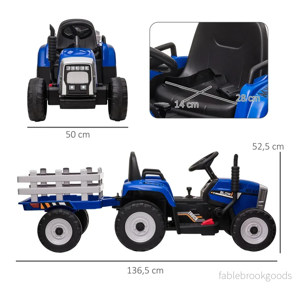 Åktraktor för barn med fjärrkontroll, MP3, strålkastare, blå - Bild 3