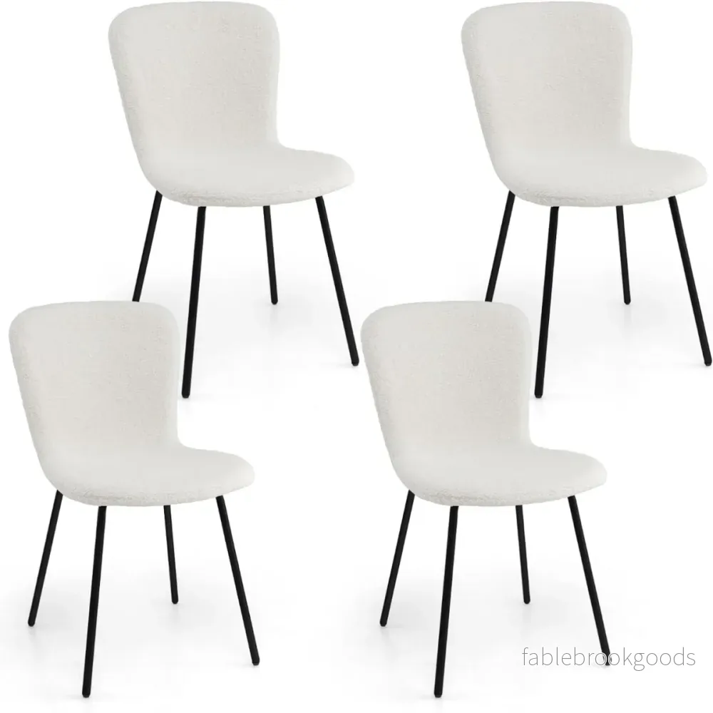 Set – med matsalsstolar stoppade köksstolar ryggstöd – 4 47 x 58 x 86 cm – Beige