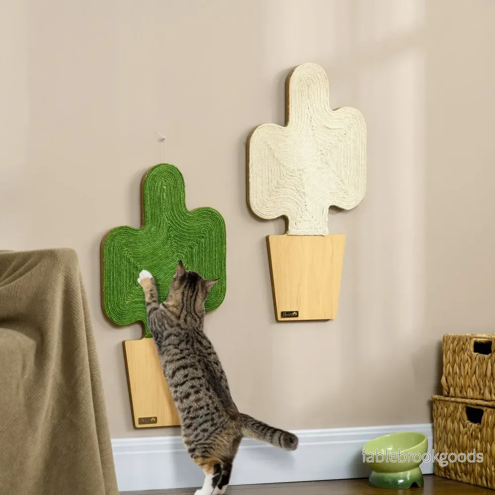 Cat Scratching Matt Set, Jute Rep, Cactus Design, 30x60 cm - Bild 2