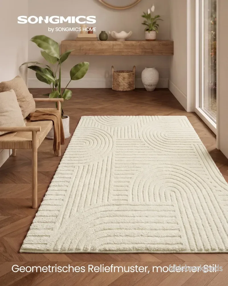 Vloerkleed - 170 x 120 cm - 3D Geometrisch Patroon - Wasbaar - Crèmewit - Bild 2