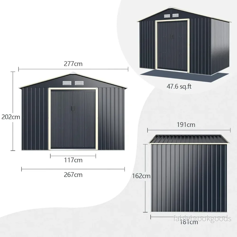 delars – utedunställe metall utbyggt + utelagerförråd set låsbart, grått – 2 – Grå - Bild 2