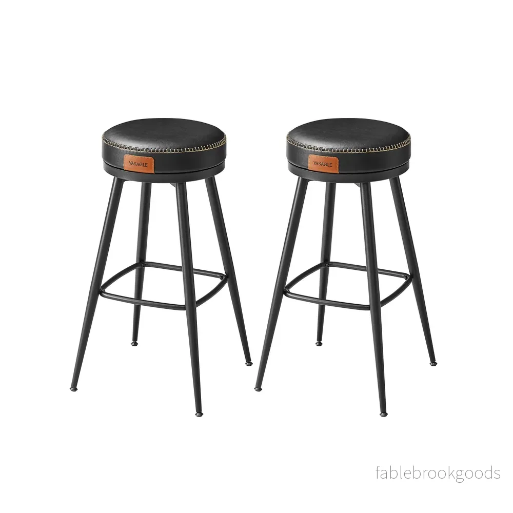 Barstol Set om 2 – Höjd 76 cm – Stål – Bläcksvart