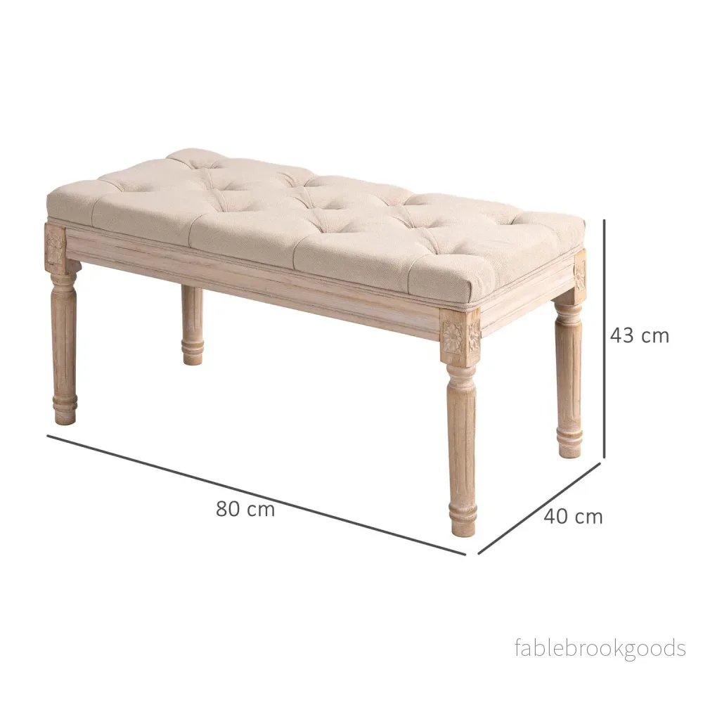 Klädd vintagebänk, linnebeige, 120 kg kapacitet - Bild 3