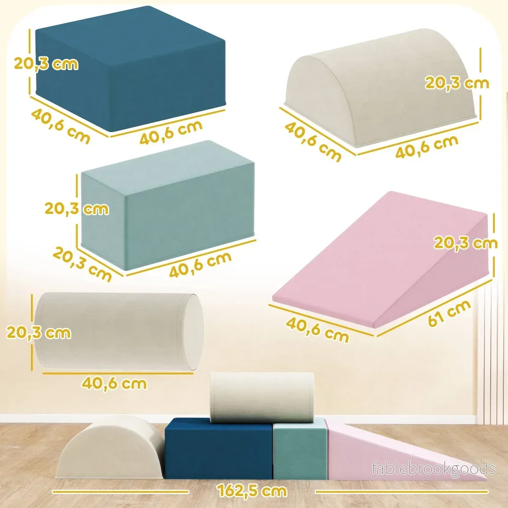 Set med klätterblock i skumgummi för småbarn, 5 delar, tvättbara överdrag - Bild 3