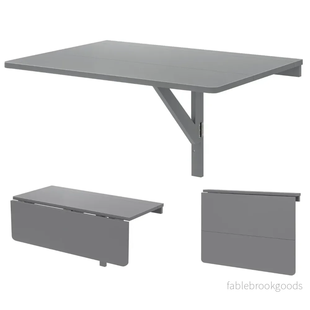 Väggmonterat – hopfällbart bord Platsbesparande – 80 x 60 cm – Grå
