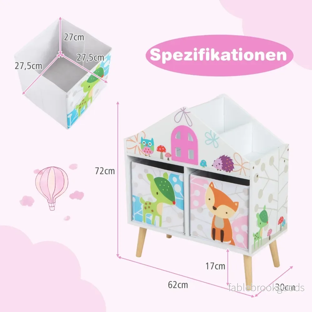 Barnhusformad – bokhylla Dollhouse i trä med förvaringslådor – 2 62 x 30 x 72 cm – Färgglad - Bild 2